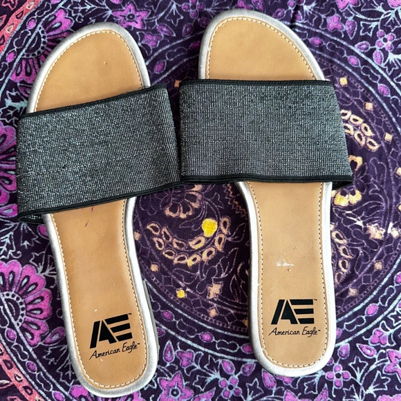 American Eagle Outfitters Black Slide Sandals Minimalist Design - Picture 2 of 5